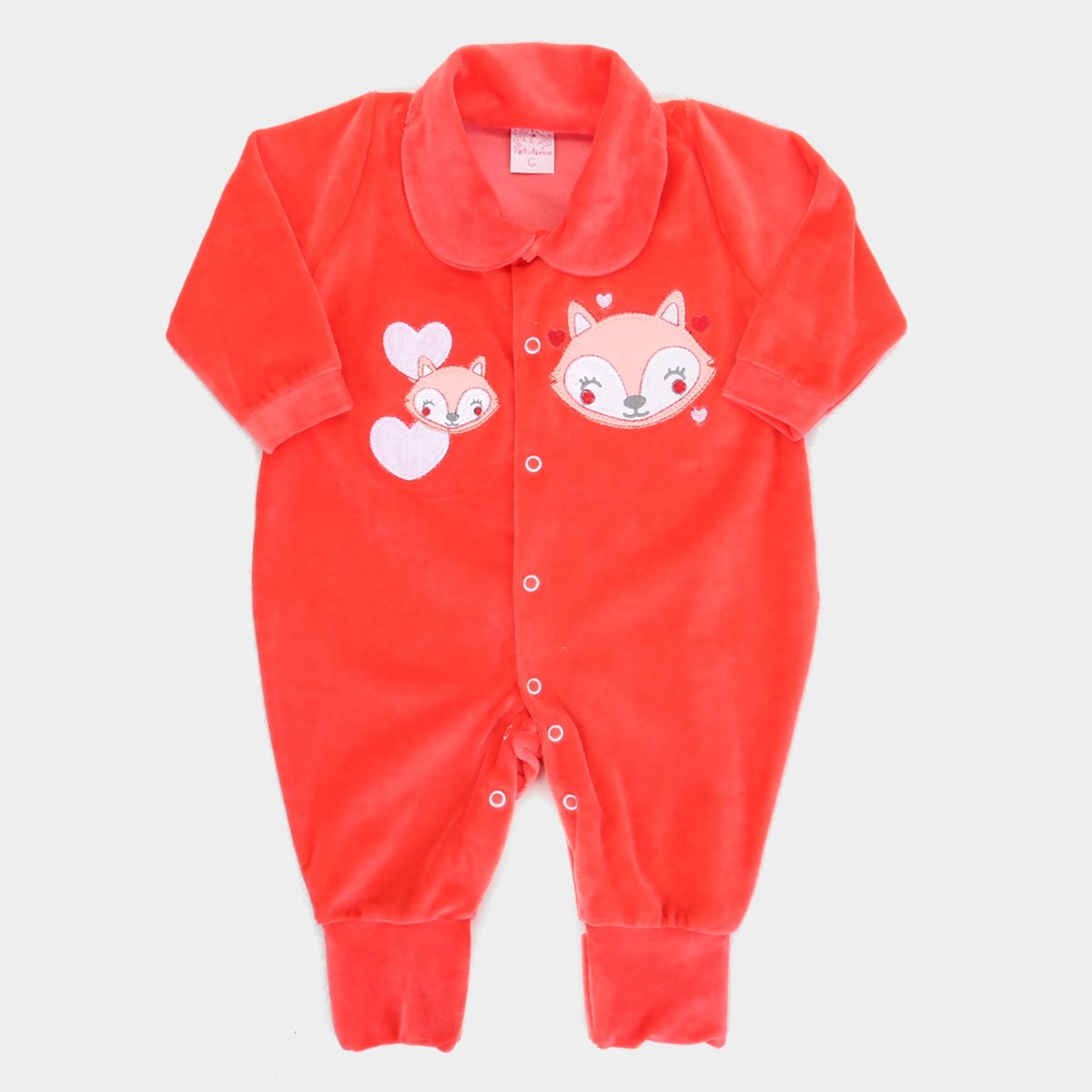 Macacão Longo Bebê Petutinha Plush Raposa Feminino - Vermelho Menor preço em Macacão Longo Bebê Petutinha Plush Raposa Feminino - Vermelho