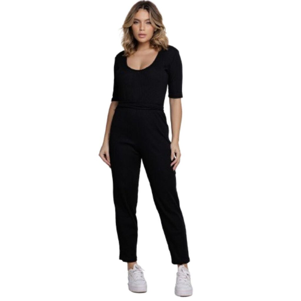 Macacão Longo Canelado Gringa Serra e Mar Roupa Blogueira Moda Feminina