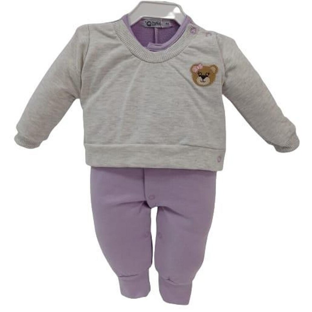 Macacão Longo Inverno Bebê Menina Zafielo Finta Blusa Rf 548 - Lilás - P ( 2 - 3 MESES )