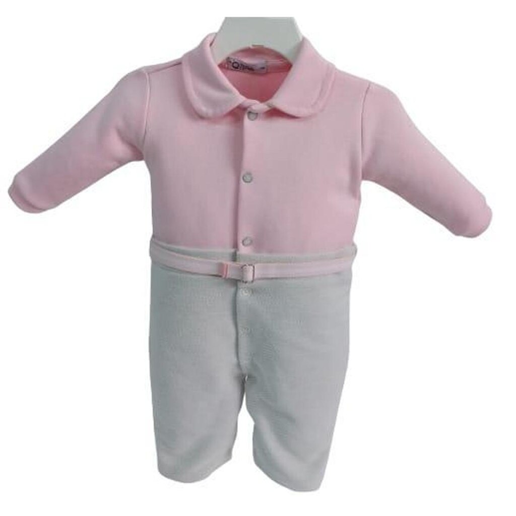 Macacão Longo Luxo Bebê Menina Finta Conjunto Zafielo Rf 522 - Rosa - RN ( 0 - 3 MESES )
