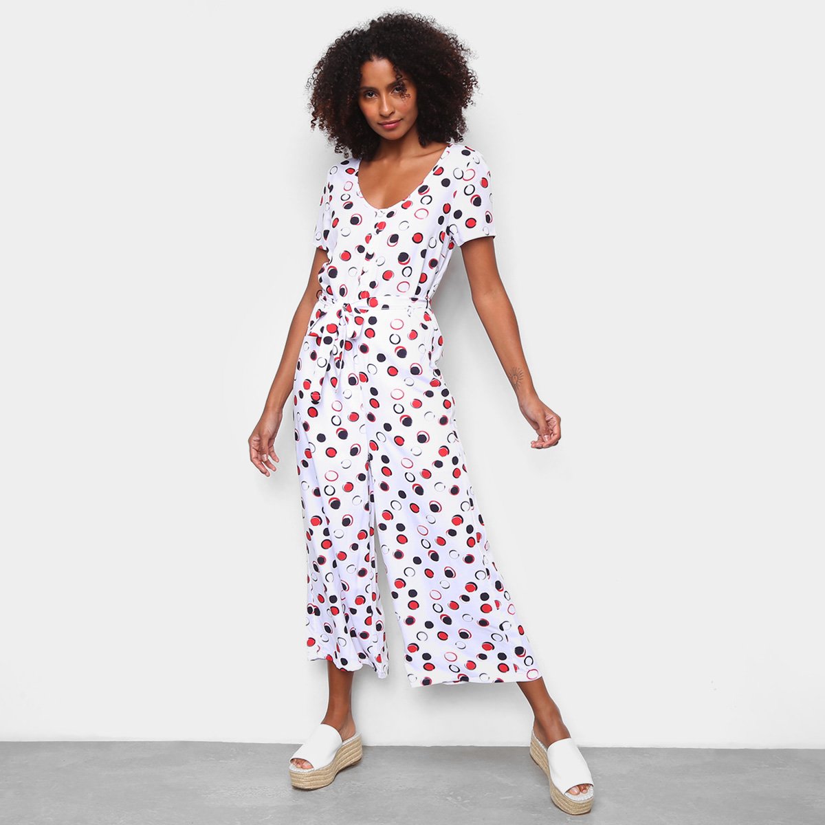 Macacão Longo Malwee Poá Amarração - Preto Menor preço em Macacão Longo Malwee Poá Amarração - Preto