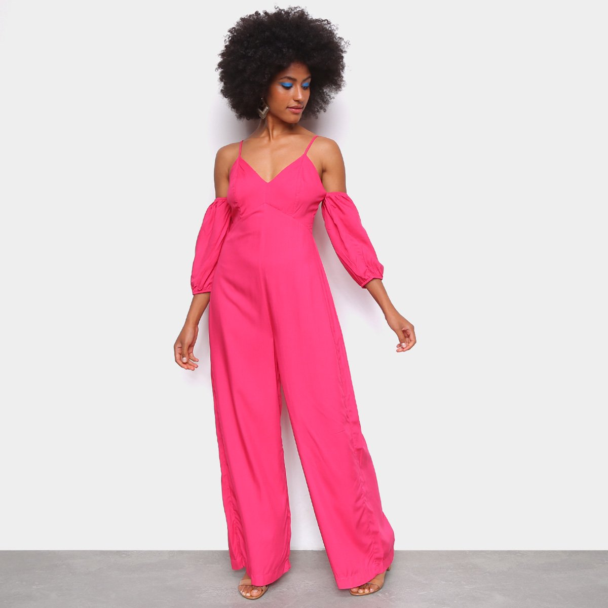 Macacão Longo Mercatto Recortes Ombro Feminino - Rosa Escuro Menor preço em Macacão Longo Mercatto Recortes Ombro Feminino - Rosa Escuro