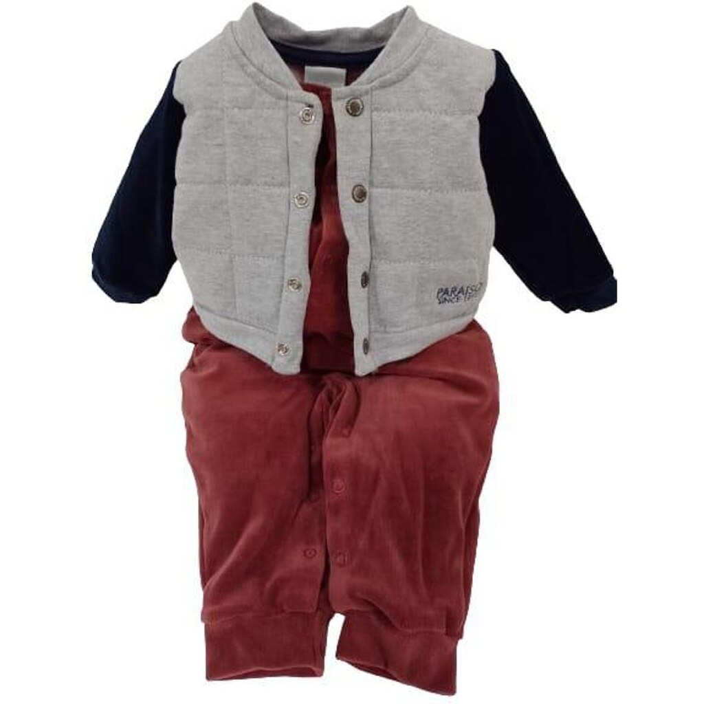 Macacão Longo Plush Bebê Menino Inverno Paraiso Ref 12946 - Marrom - M ( 3 - 6 MESES )