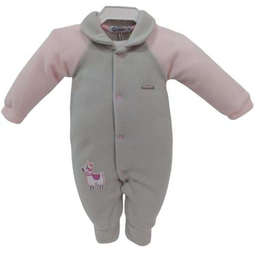Macacão Luxo Bebê Menina Soft Pettenati Inverno Zafielo 541 - Cinza - GG ( 9 - 12 MESES )