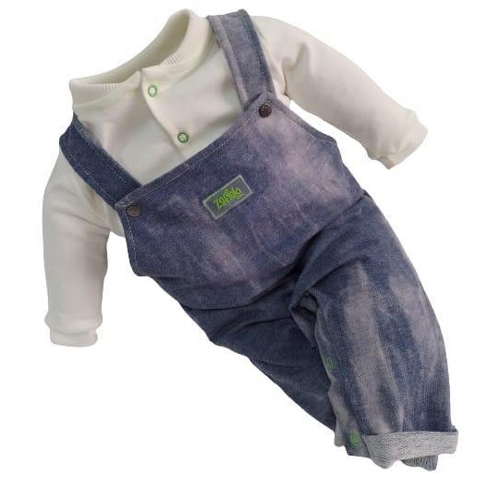 Macacão Luxo Bebê Menino Finta Jardineira Zafielo Ref 527 - Off White - M ( 6 - 9 MESES )