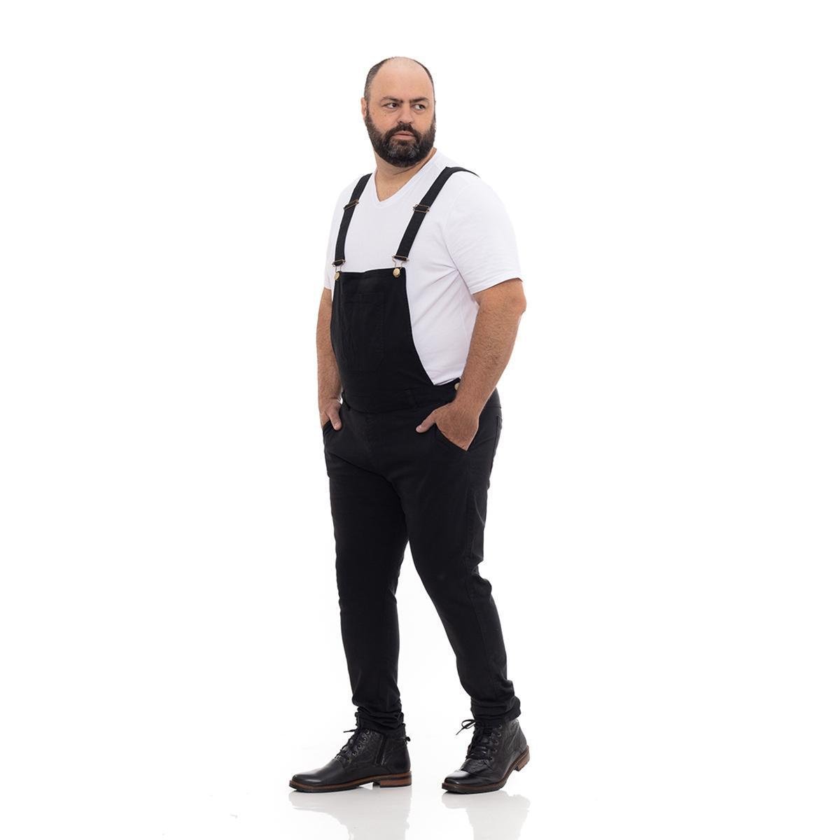 Macacão masculino Jeans Jardineira calça básica suspensório Menor preço em Macacão masculino Jeans Jardineira calça básica suspensório