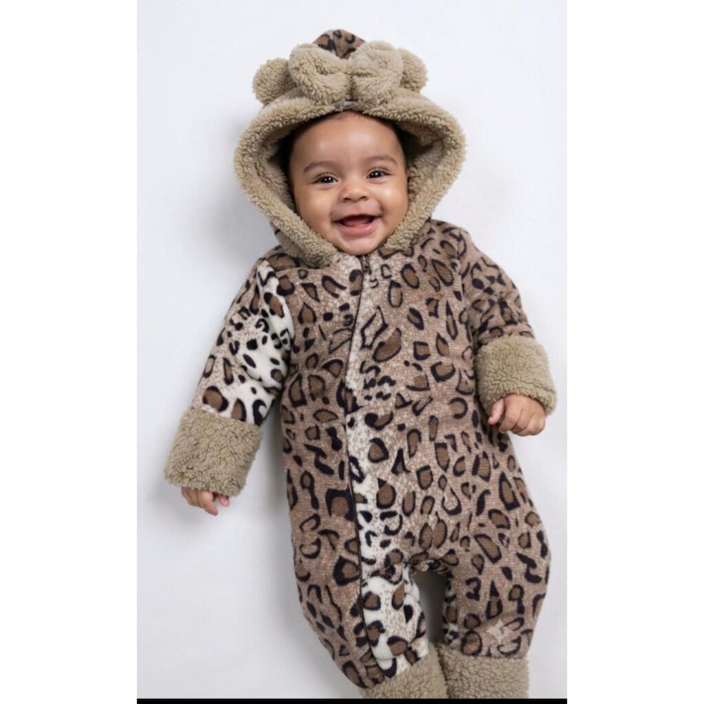 Macacão Pelo Fofão Bebê Menina Forrado Inverno D+ Baby 60509