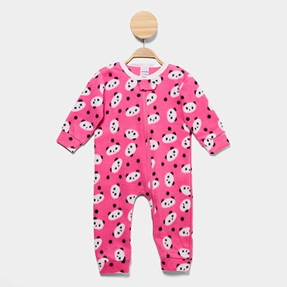 Macacão Pijama Longo Bebê Candy Kids Soft Fleece Feminino - Feminino