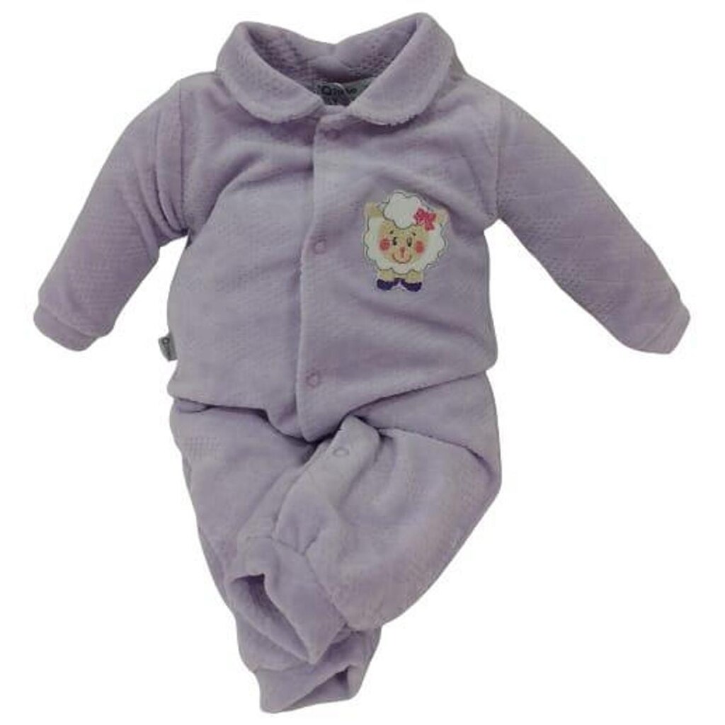 Macacão Plush Trabalhado Longo Luxo Bebê Menina Zafielo 565