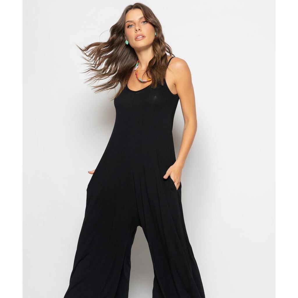 Macacão Salvatore Fashion Alcinha Pantalona Malha Feminino