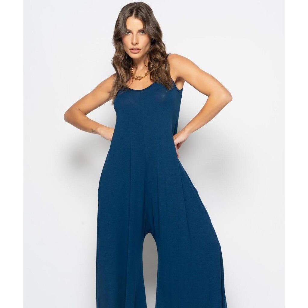 Macacão Salvatore Fashion Alcinha Pantalona Malha Feminino