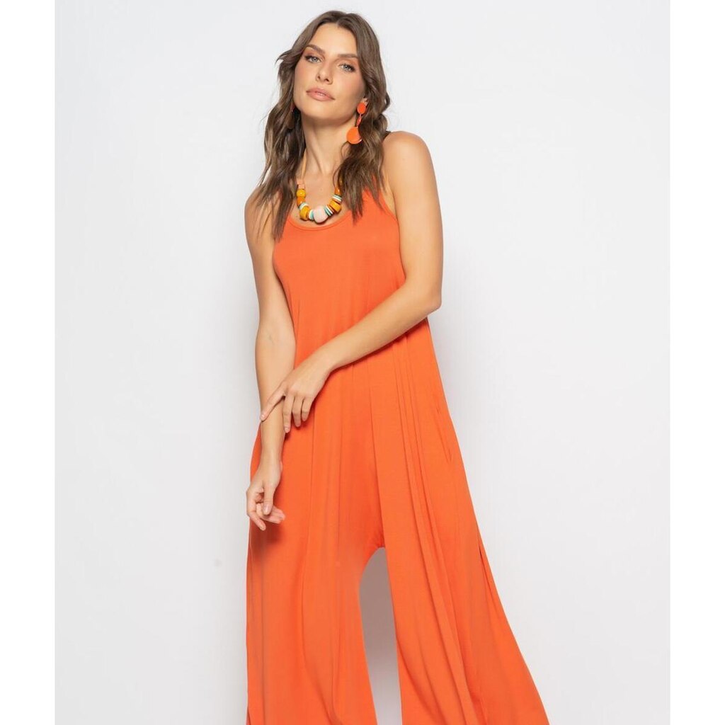 Macacão Salvatore Fashion Alcinha Pantalona Malha Feminino