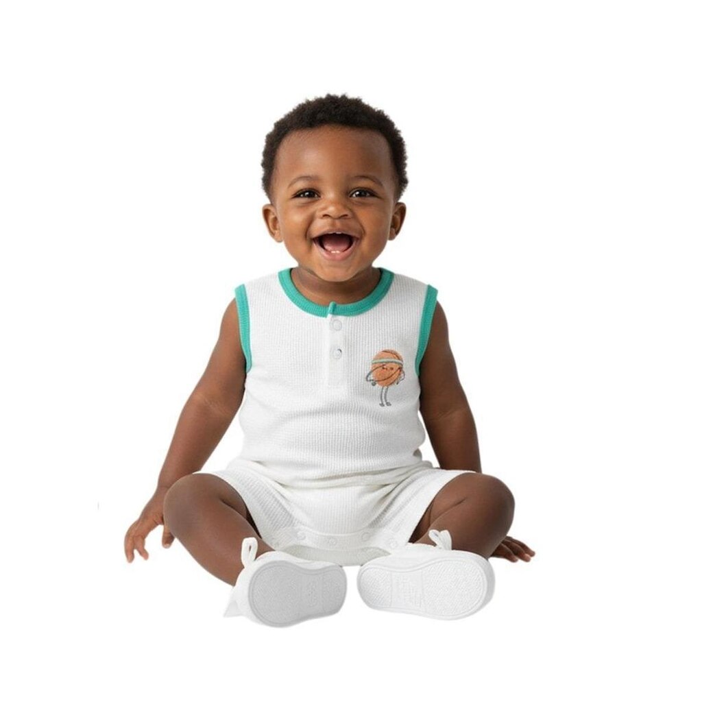 Macaquinho Bebê Menino Bolas Divertidas Alphabeto Off White