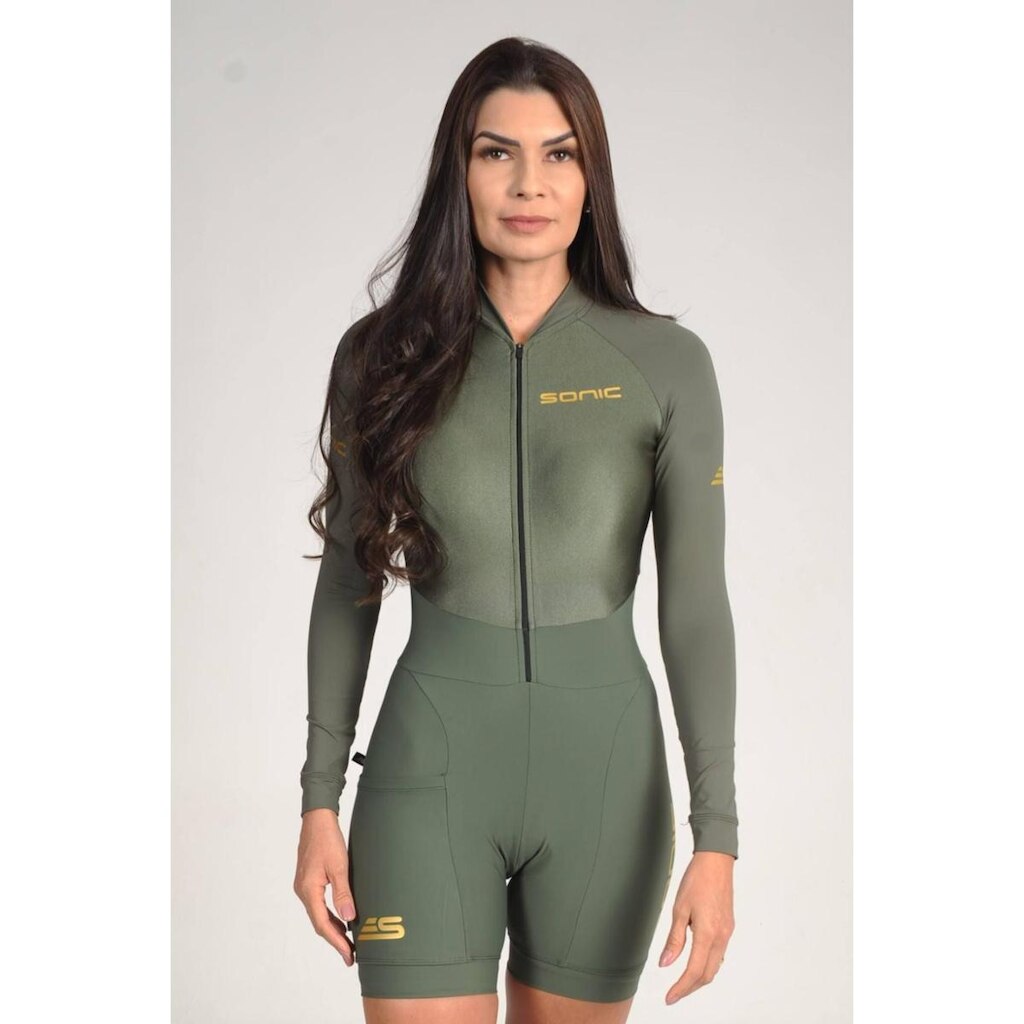 Macaquinho Ciclismo Feminino Manga Longa Premium Forro Italiano SNC Sonic