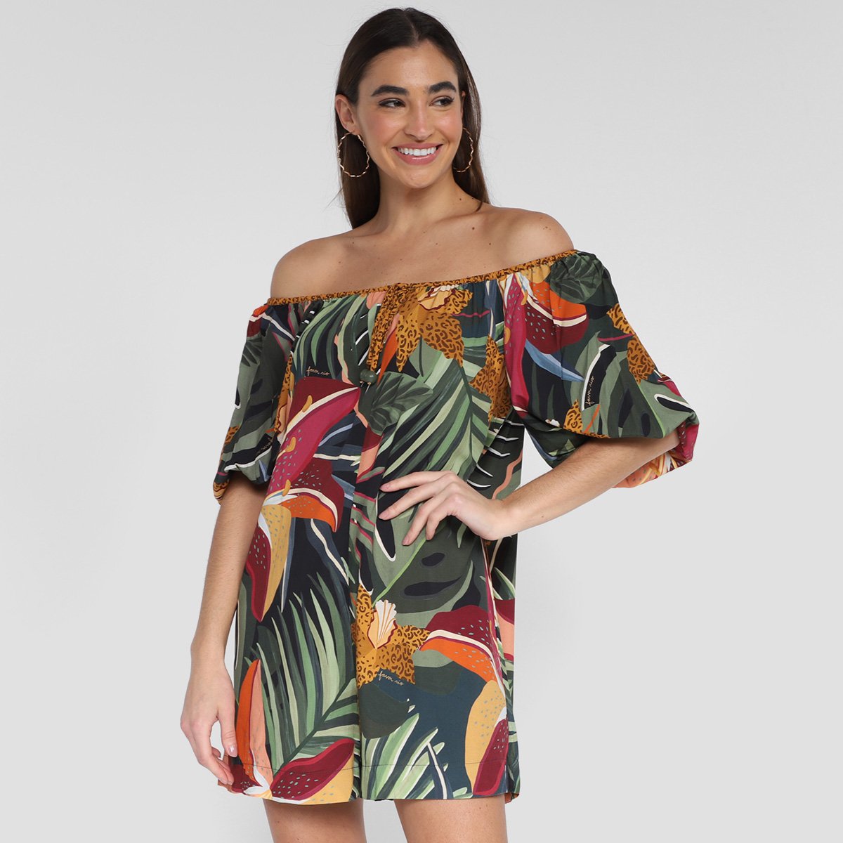 Macaquinho Farm Floresta Viva Feminino - Estampado Menor preço em Macaquinho Farm Floresta Viva Feminino - Estampado