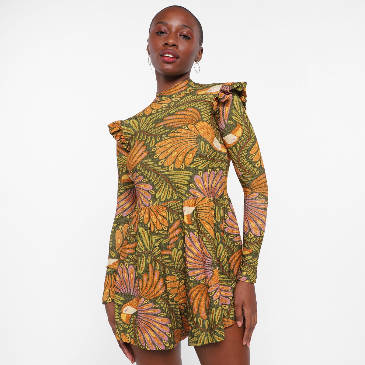 Macaquinho Farm Tucano Chic Feminino - Estampado Menor preço em Macaquinho Farm Tucano Chic Feminino - Estampado