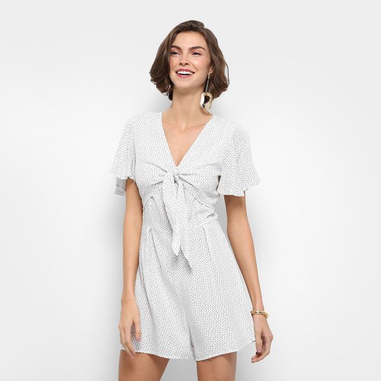 Macaquinho Fiya Lady Full Print Corações Feminino - Branco
