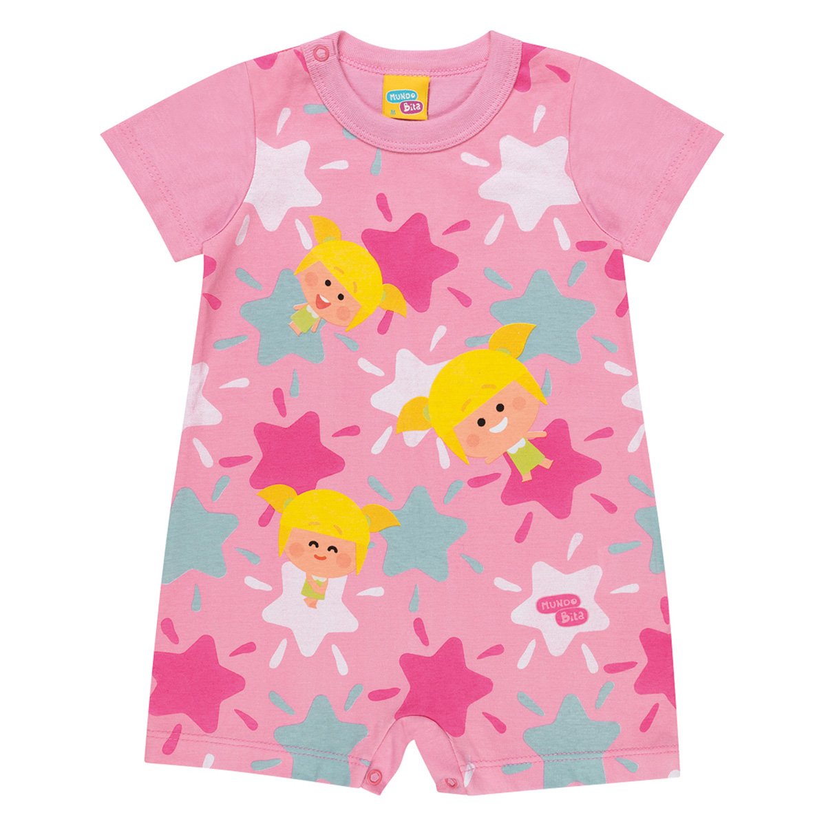 Macaquinho Infantil Kamylus Mundo Bita Feminino - Rosa Menor preço em Macaquinho Infantil Kamylus Mundo Bita Feminino - Rosa