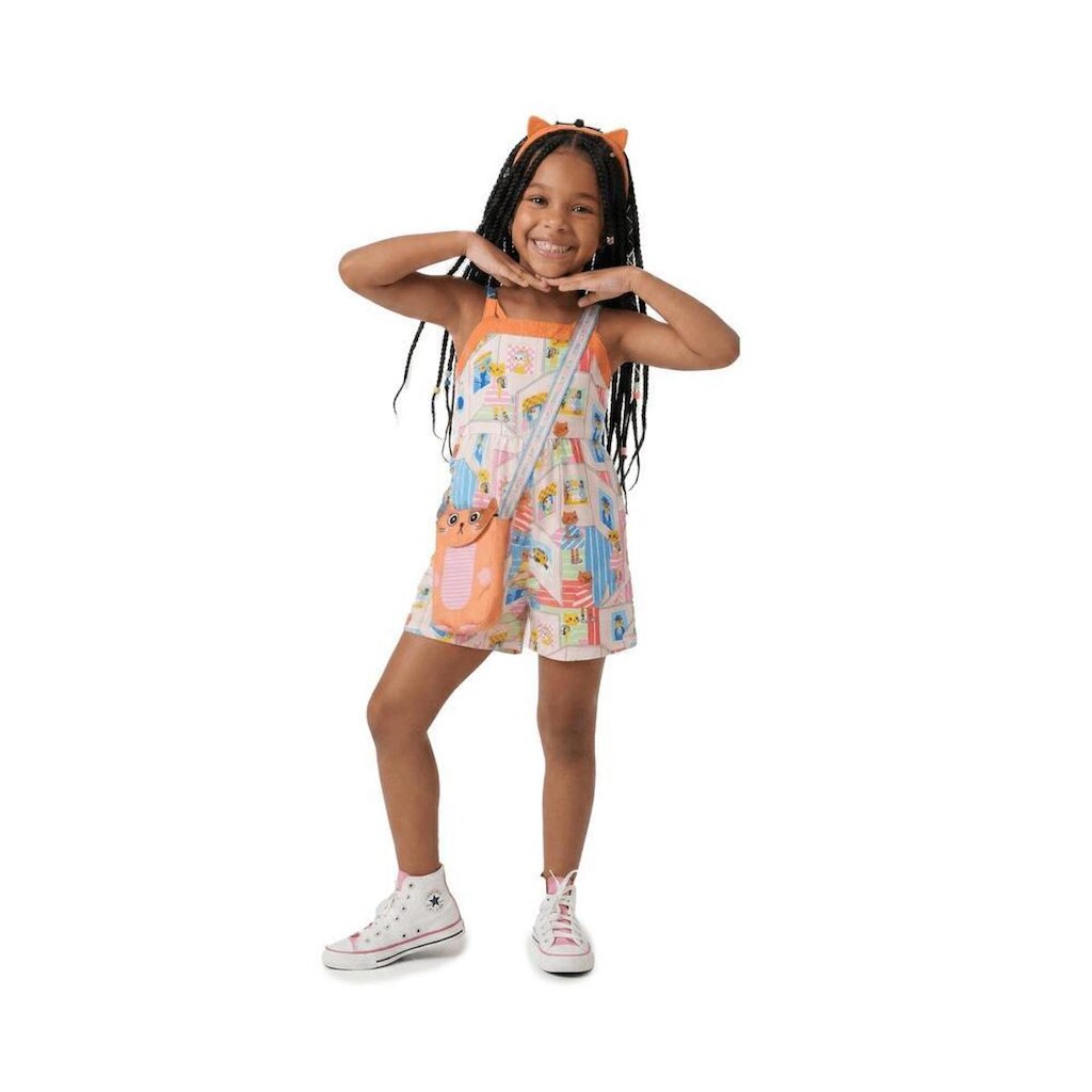 Macaquinho Infantil Menina Miauseu Alphabeto Rosa Claro