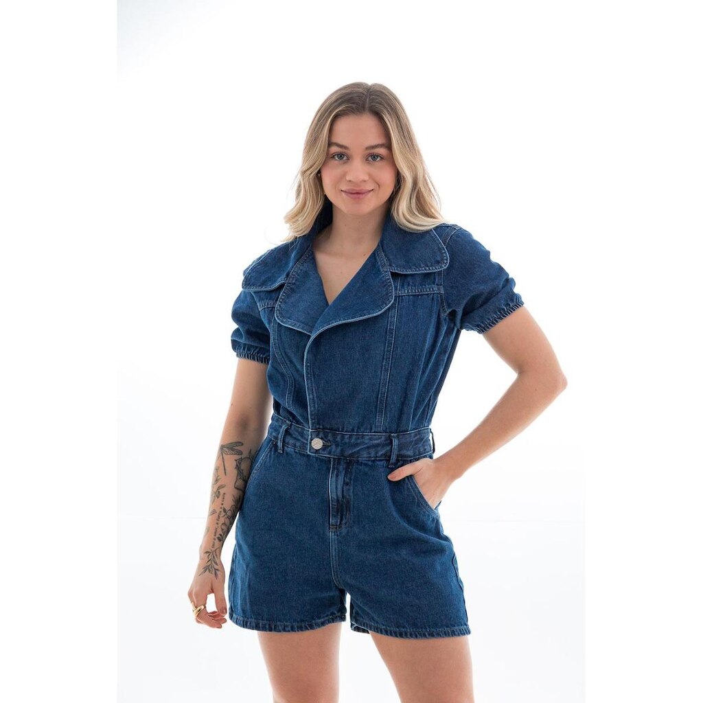 Macaquinho Jeans Feminino Arauto Mom