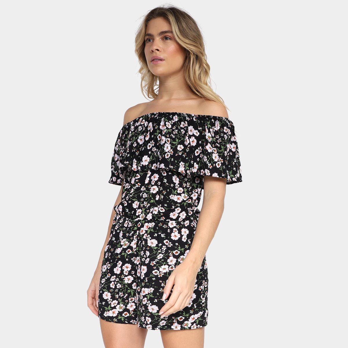 Macaquinho We're The Basic Floral Ombro A Ombro Feminino - Colorido Menor preço em Macaquinho We're The Basic Floral Ombro A Ombro Feminino - Colorido