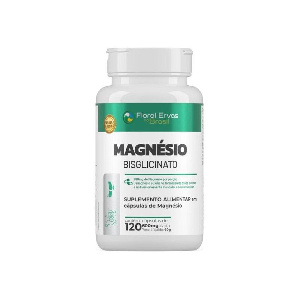 Magnésio Bisglicinato 600mg 120 Cápsulas Floral Ervas
