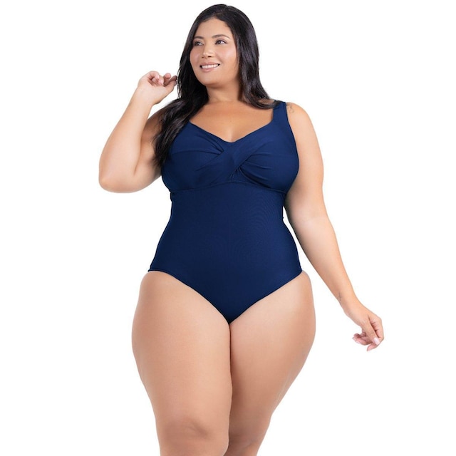 Maiô Acinturado Plus Size Modela Cintura Liso Casual