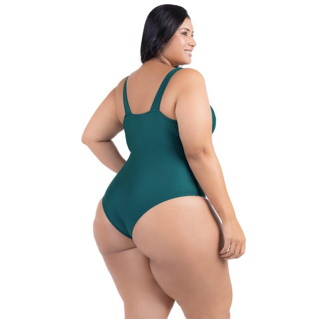 Maiô Acinturado Plus Size Modela Cintura Liso Casual