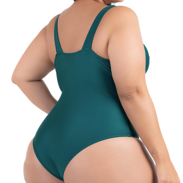 Maiô Acinturado Plus Size Modela Cintura Liso Casual