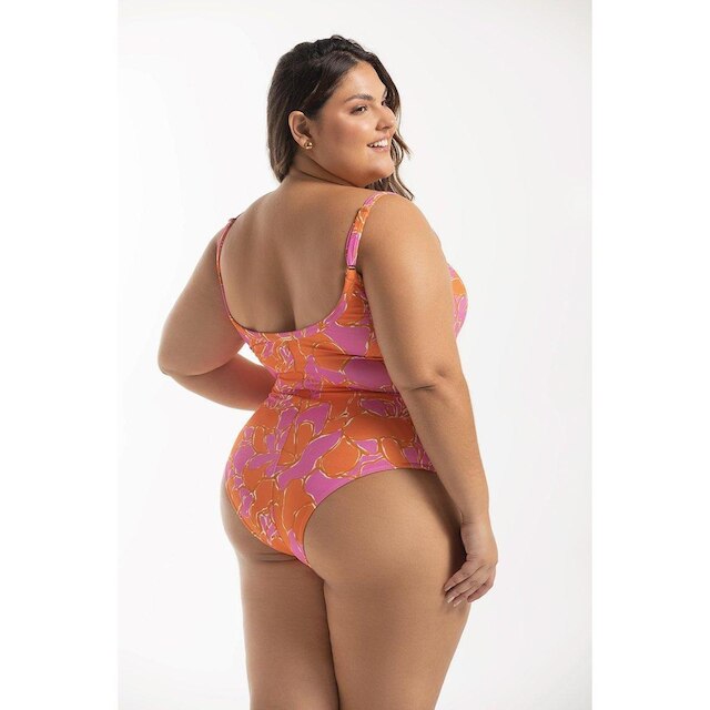 Maiô Alças Fixas Estampado Plus Size