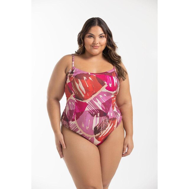 Maiô Alças Fixas Estampado Plus Size