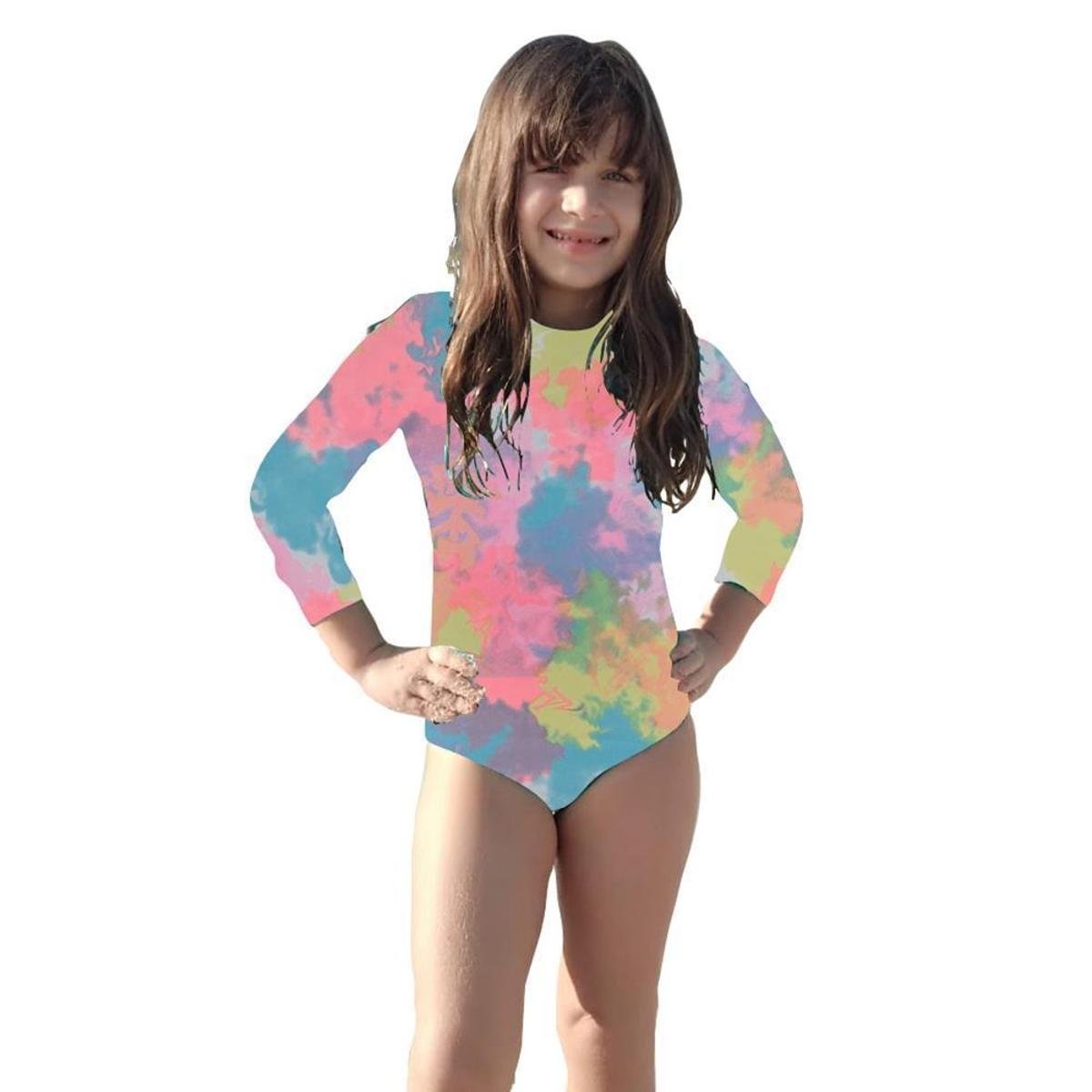Maiô Body Infantil Menina Proteção Uv50+ Moda Praia e Piscina Poliamida Premium Verão - Rosa+Amarelo Menor preço em Maiô Body Infantil Menina Proteção Uv50+ Moda Praia e Piscina Poliamida Premium Verão - Rosa+Amarelo
