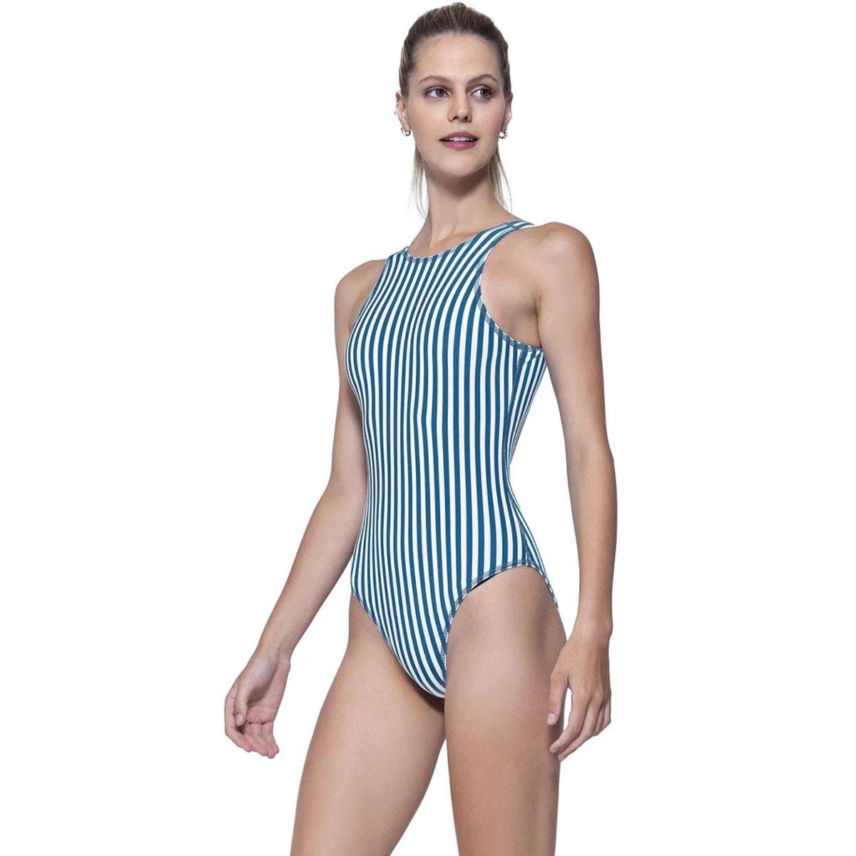 Maiô Body Speedo Adulto Nautical Feminino - Azul P - Azul Menor preço em Maiô Body Speedo Adulto Nautical Feminino - Azul P - Azul