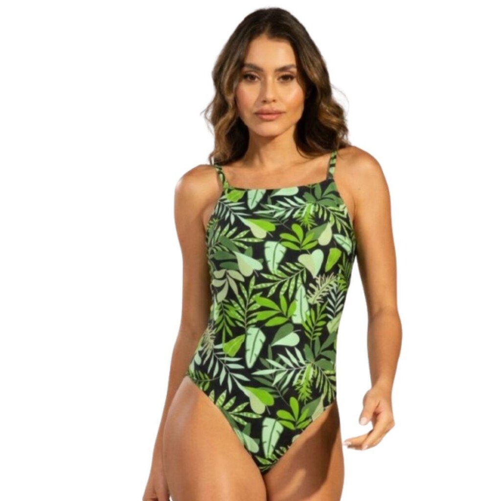 Maiô Costa Nua Estampado Serra e Mar Cavado Alça Regata Confortavel Para Verão Moda Praia Feminina