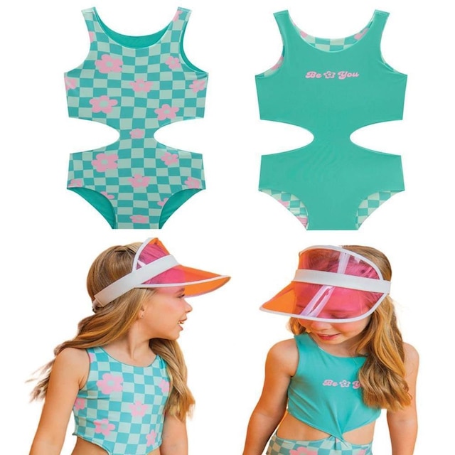 Maiô Dupla Face Infantil UV Dry Verde Claro Uv50+ Infanti