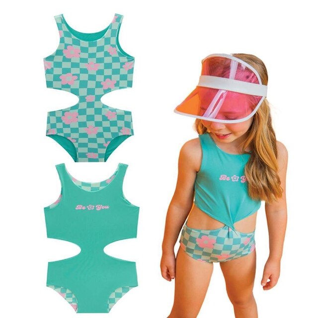 Maiô Dupla Face Infantil UV Dry Verde Claro Uv50+ Infanti