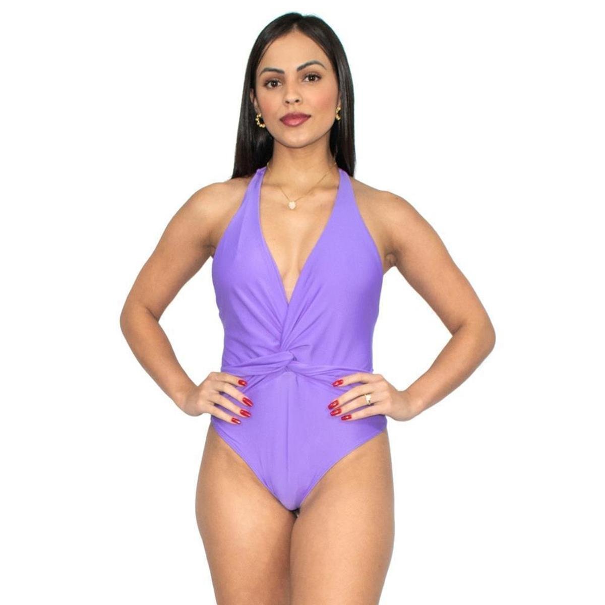 Maiô Feminino Frente Única Praia Verão Piscina Confortável - Roxo Menor preço em Maiô Feminino Frente Única Praia Verão Piscina Confortável - Roxo