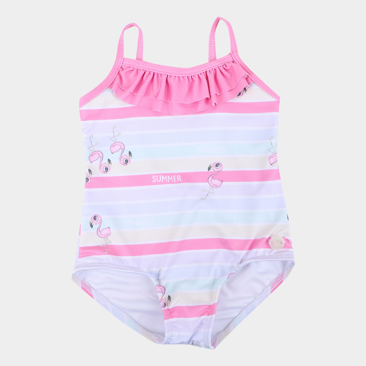 Maiô Infantil Fakini Flamingo Babados Com Proteção UV 50+ - Rosa Menor preço em Maiô Infantil Fakini Flamingo Babados Com Proteção UV 50+ - Rosa