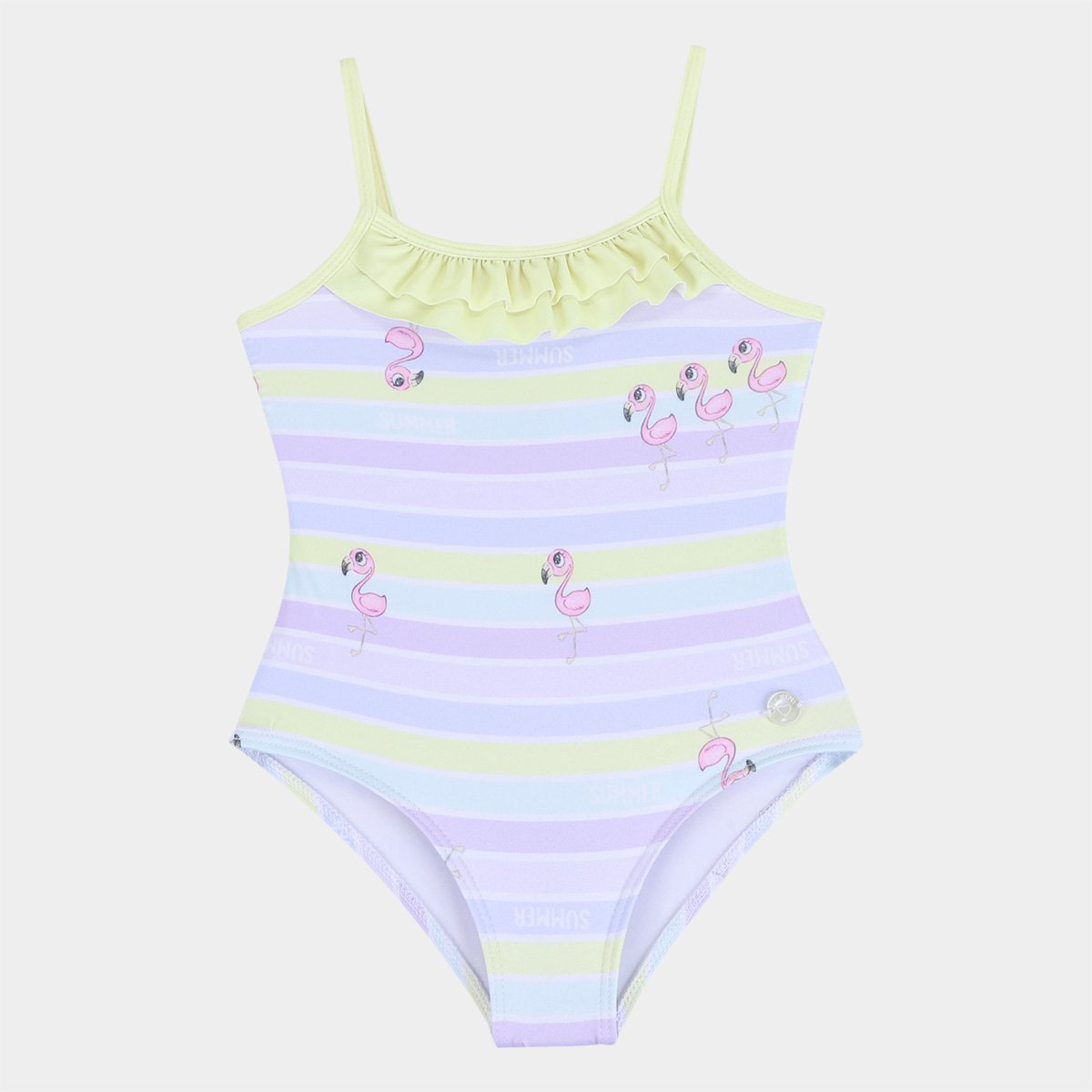 Maiô Infantil Fakini Flamingo Babados Com Proteção UV 50+ - Amarelo Menor preço em Maiô Infantil Fakini Flamingo Babados Com Proteção UV 50+ - Amarelo