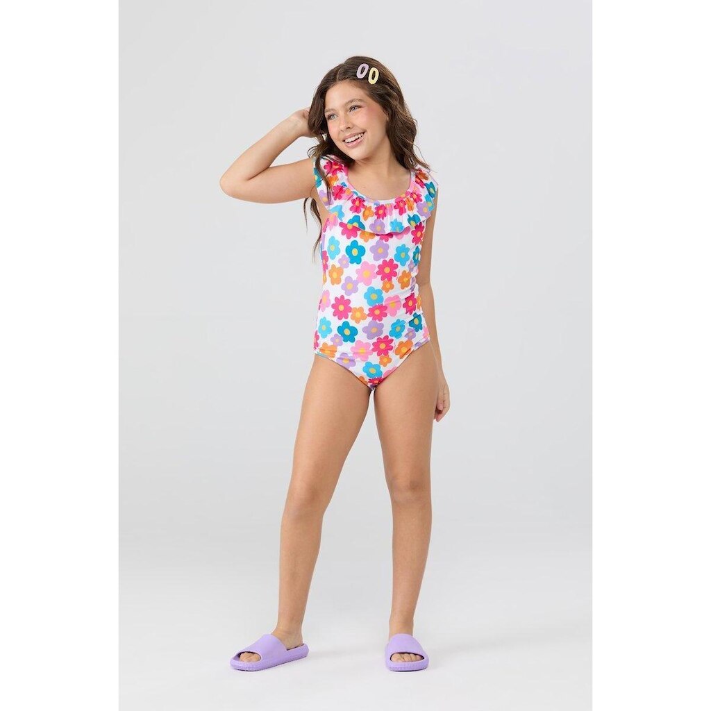 Maiô Infantil Feminino UV50+ Regata Babadinhos Floral