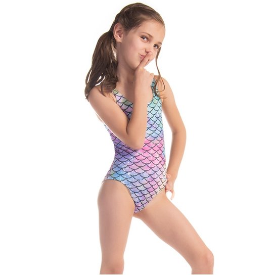 Maiô Infantil Swim Colors Escamas - Azul Claro