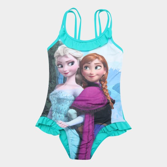 Maiô Infantil Tip Top Frozen Alça Dupla Bordado - Verde claro