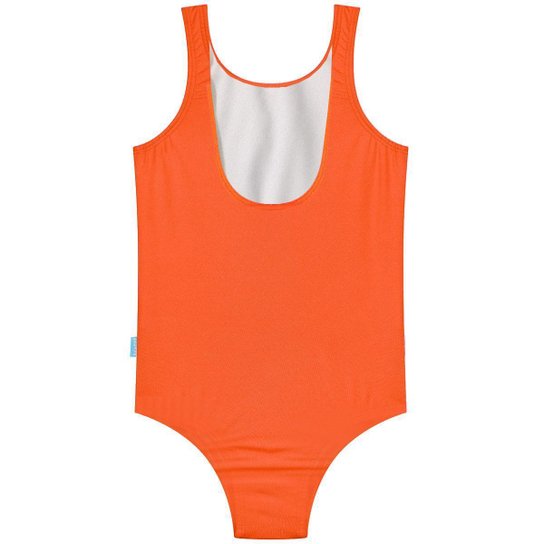 Maiô Natação Infantil com Touca Proteção UV50+ Laranja Neon Kamylus