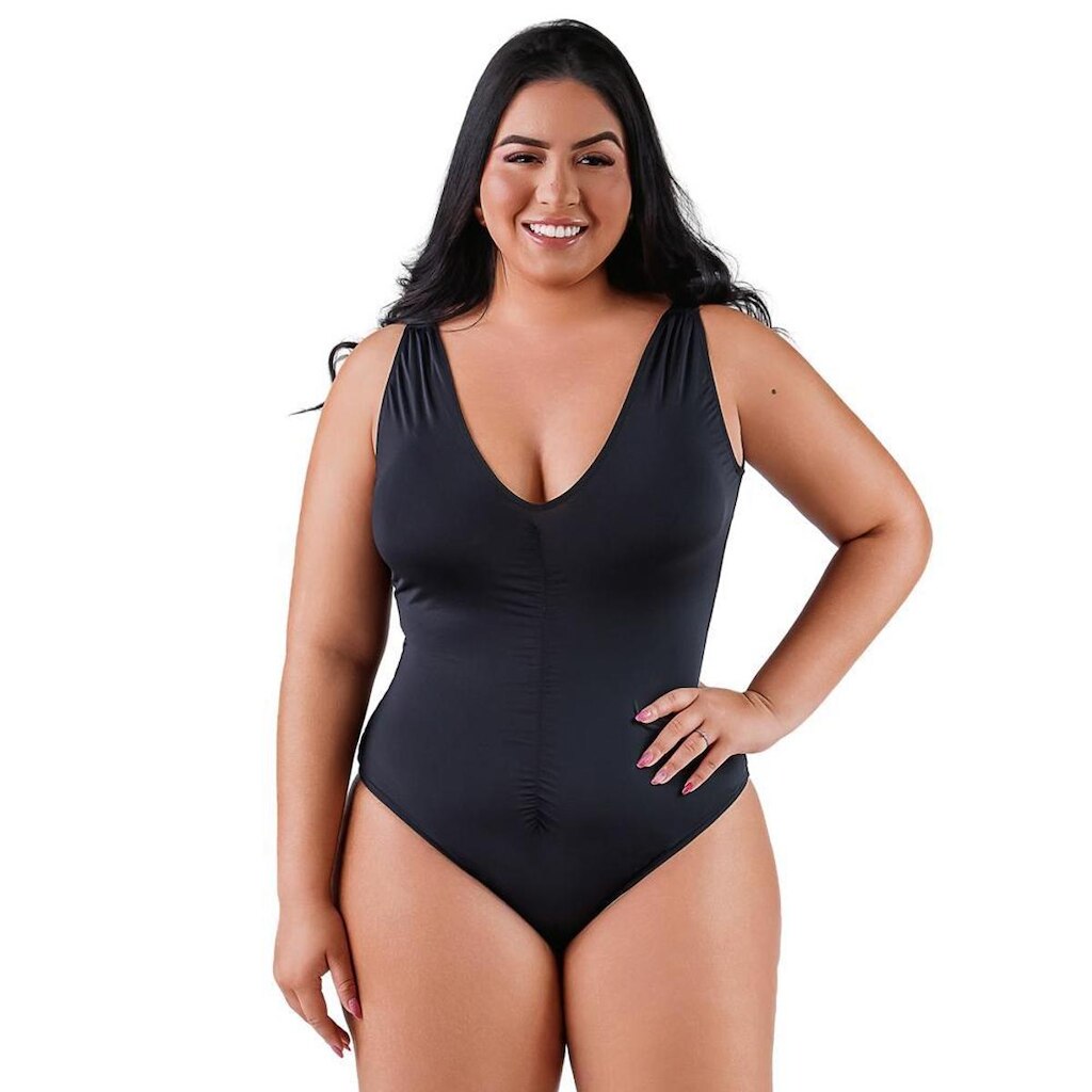 Maiô Plus Size Preto Moderno e Sofisticado Com Bojo