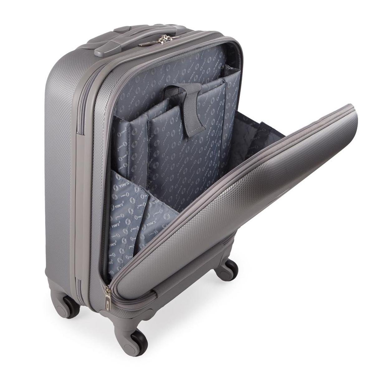 Mala de Bordo Executiva para Notebook para Viagem em ABS Rodinha Giro 360º Yins - Prata Menor preço em Mala de Bordo Executiva para Notebook para Viagem em ABS Rodinha Giro 360º Yins - Prata