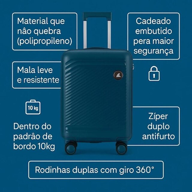 Mala De Bordo Pequena Allabard Padrão Anac 10k Viagem Em Polipropileno