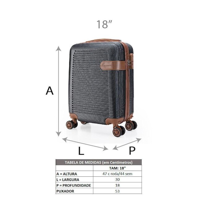 Mala de Bordo Pequena Swissport com Rodas 360° Compacta Resistente Semi-Rigida