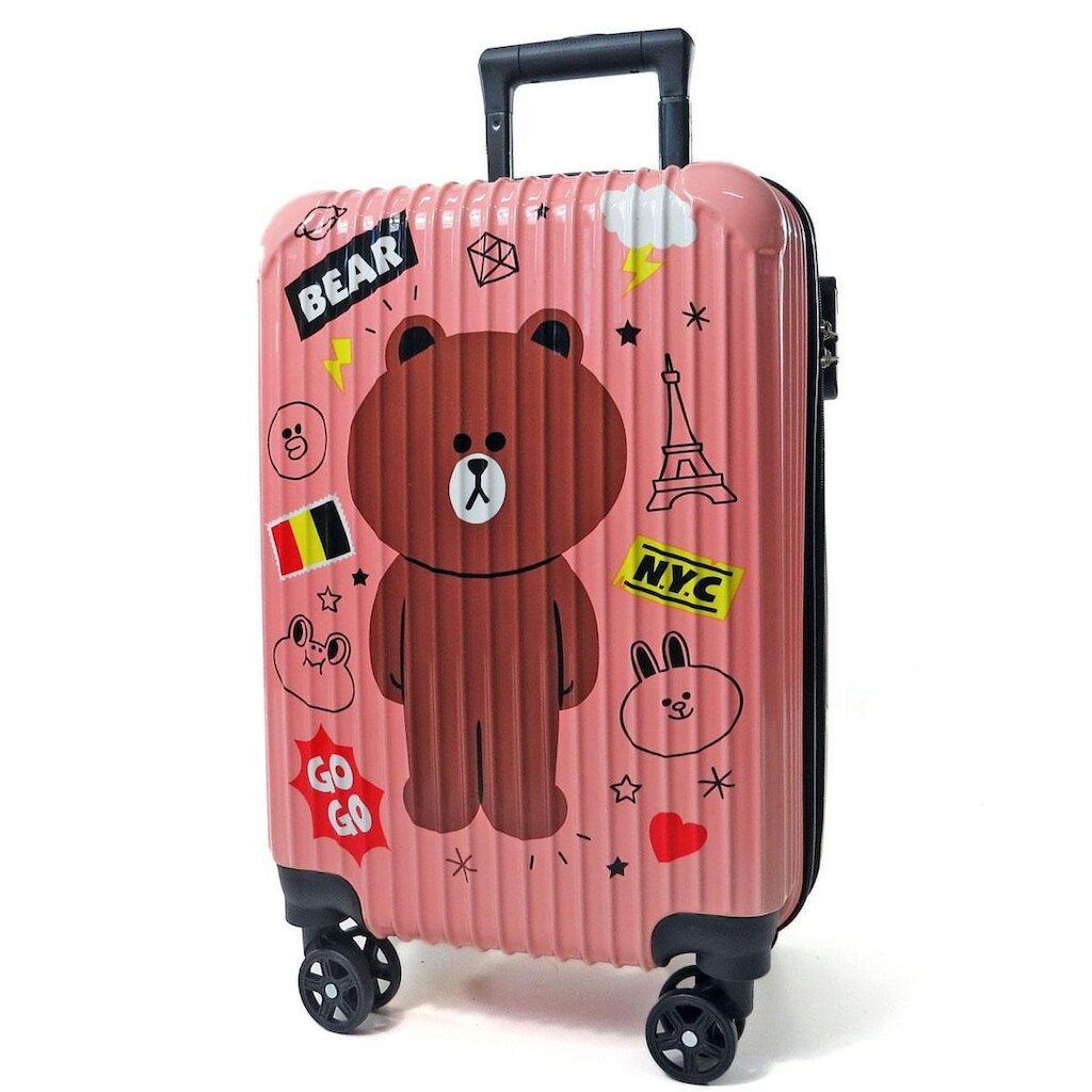 Mala de Viagem e Escolar com Estampa de Urso com 4 Rodinhas 360º - Linha Urso Bear