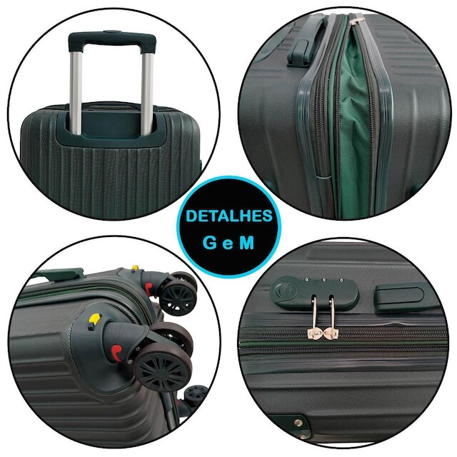 MALA DE VIAGEM RÍGIDA 4 RODAS DUPLA 360° ABS - CHX