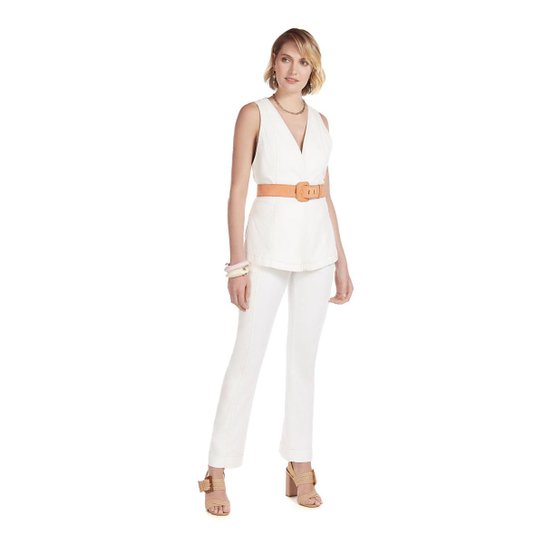 Maria Valentina Colete Maria.Valentina Médio Detalhe Botão Off White - Off White
